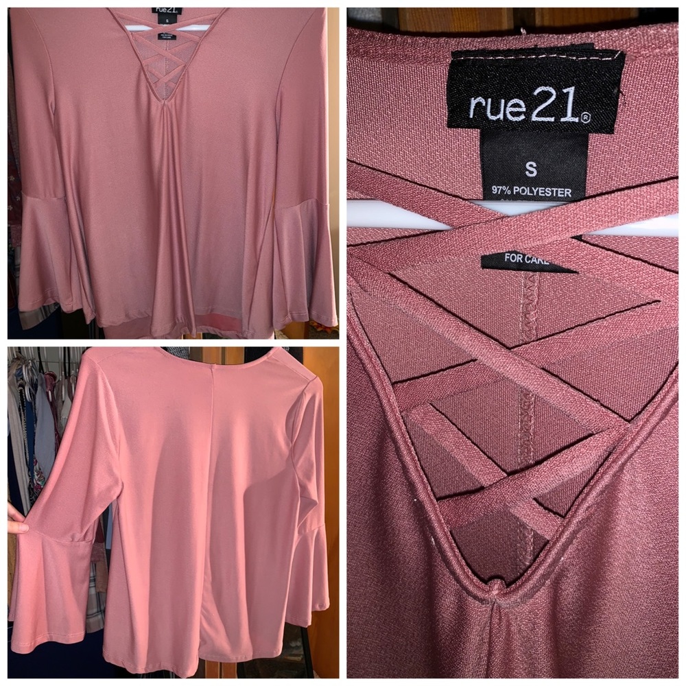 Lace up bell sleeve top